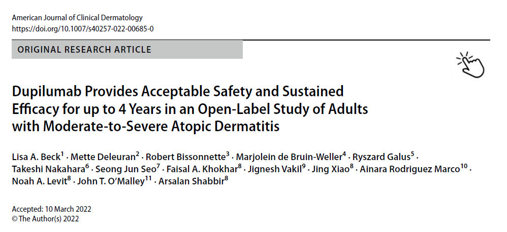 Dupilumab Provides Acceptable Safety and Sustained Efficacy for up to 4 Years in an Open‑Label Study of Adults with Moderate‑to‑Severe Atopic Dermatitis